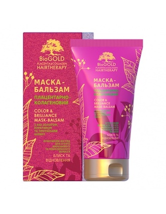 BioGOLD: Placentární kolagenová maska-balzám na suché, barvené a poškozené vlasy 150ml  K2694