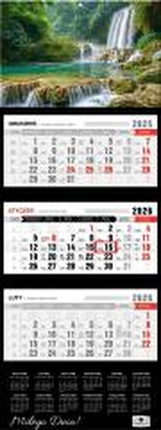 Kalendarz 2026 trójdzielny premium wodospad