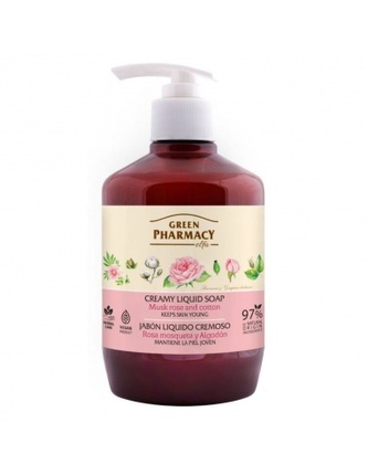 GREEN PHARMACY: Tekuté krémové mýdlo „Pižmová růže a bavlna“ 460ml  K026