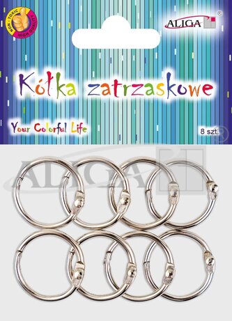 Kółka zatrzaskowe metalowe 2,5 cm 8 szt
