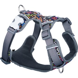 Red Dingo postroj polstrovaný – Squiggles Black – 25 mm x 72-112 cm