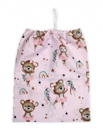 Pytlík na přezůvky 40x32cm, bavlna, Little Balerina - růžový