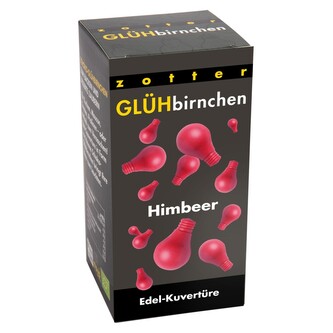 Zotter Bio malinová couverture čokoláda v žárovkách, 130 g