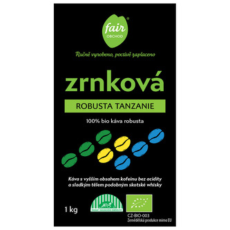 Fairobchod Bio zrnková káva Robusta Tanzanie, 1 000 g