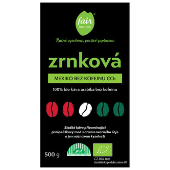 Fairobchod Bio zrnková káva Mexiko bez kofeinu CO2, 500 g