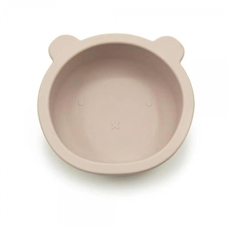 Silikonová miska s přísavkou Medvídek, průměr 12 cm - světle béžová