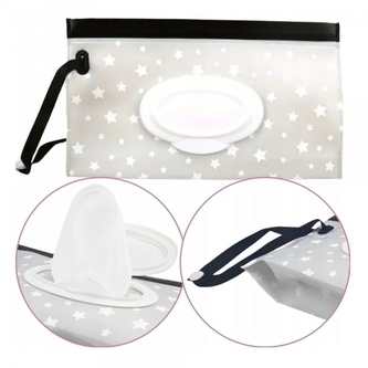 Pouzdro/obal na vlhčené ubrousky, Hvězdičky - šedá, bílá