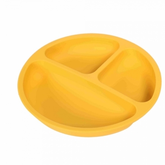 Silikonový talíř, tříkomorový - hořčicový