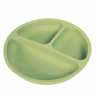 Silikonový talíř, tříkomorový - olivový