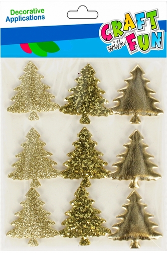 Ozdoba dekoracyjna samoprzylepna Choinka złota 9 szt. Boże Narodzenie CRAFT WITH FUN 521541