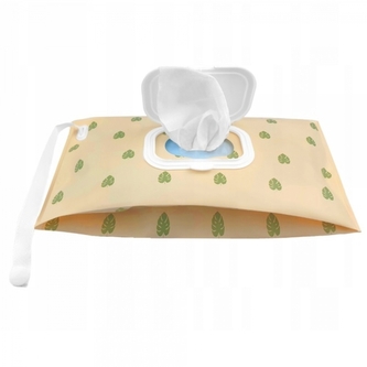 Pouzdro/obal na vlhčené ubrousky, Listy - ecru