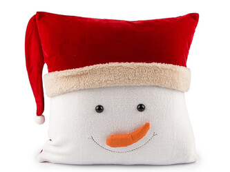 Vánoční plyšový povlak na polštář sněhulák 43x43 cm - 1 ks - 1 bílo červená sněhulák