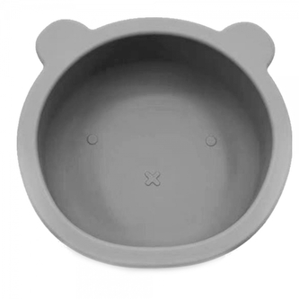 Silikonová miska s přísavkou Medvídek, průměr 12 cm - šedá