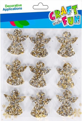Ozdoba dekoracyjna samoprzylepna Eva Aniołek brokatowy 9 szt. Boże Narodzenie CRAFT WITH FUN 501371