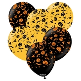 Balonky Halloween dýně, netopýři a pavouci – 30 cm, 25 ks