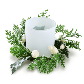 SANTA LILA Świecznik ozdobny 7x8cm z dekoracją wkład Led