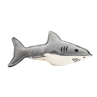 Žralok, 23 cm, kožená robustní hračka, HIPHOP DOG, šedá/bílá
