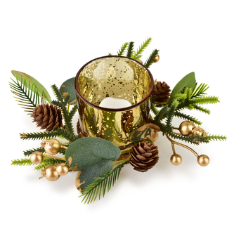 SANTA LILA Świecznik ozdobny 7x8cm z dekoracją wkład Led