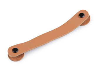 Kožené ucho / úchytka na košíky a víka se šroubovacím nýtem 2x15 cm - 1 ks - hnědá přírodní