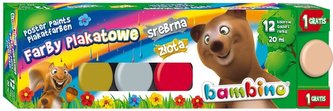 Farby plakatowe 12 kolorów 20ml BAMBINO