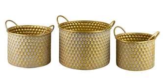 HEXAGONE GLOW Komplet 3 osłonekXL:33X37X23/28CM L:27X31X20/25CM M:23,5X27X18/22CM uchwyt