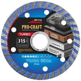 Diamantový řezný kotouč Turbo Procraft DT115 | DT115