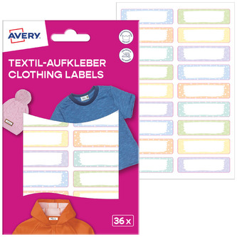 Naklejki na tekstylia 45x13mm op. 36szt. pastelowe, Avery