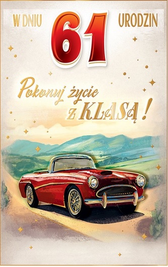 Karnet AB+ Urodziny, naklejana cyfra, auto CR-04