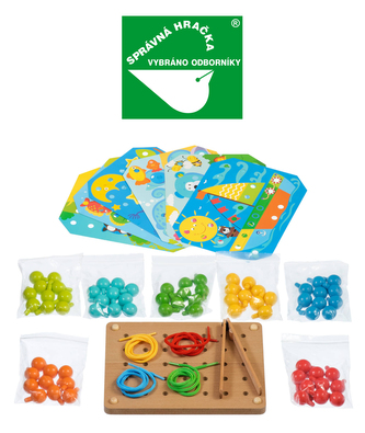 Lucy & Leo 321 Mozaika s pinzetou a vyšívání - dřevěný herní set s předlohami Lucy & Leo 321 Mozaika s pinzetou a vyšívání - dřevěný herní set s předlohami