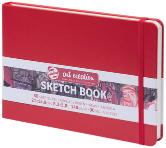 Szkicownik 21x15 cm 140g 80k. opr. twarda z gumką czerw. ArtCreation, Talens