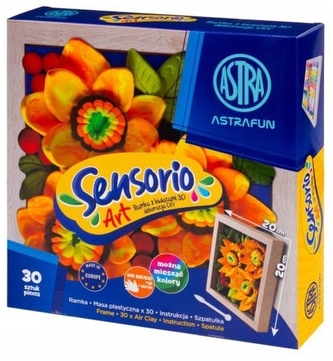 Lekka masa plastyczna Sensorio Kids - 30 kol. zestaw z ramką Słoneczniki, Astra