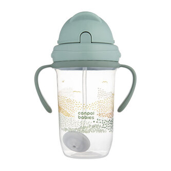 CANPOL 56/620_gre Kubek niekapek z rurką i odważnikiem 270ml MOUNTAINS