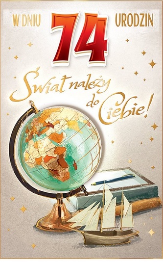 Karnet AB+ Urodziny, naklejana cyfra, globus CR-05