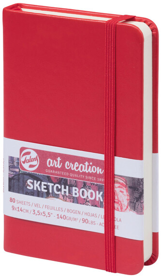 Szkicownik 9x14 cm 140g 80k. opr. twarda z gumką czerw. ArtCreation, Talens