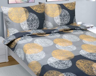 Povlečení bavlna na dvoudeku - Oranžová,Šedá - 1ks 200x220, 2ks 70x90 cm (200 cm šířka x 220 cm délka prodloužená)