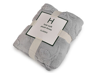 Deka plyšová, listy 150x200 cm - 1 ks - 4 šedá holubí