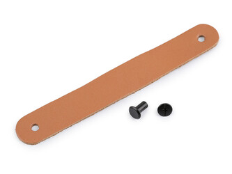 Kožené poutko / úchytka / madlo se šroubovacím nýtem 2x7 cm - 1 ks - hnědá přírodní