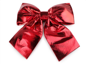 Vánoční mašle metalická XXL 30x35 cm - 1 ks - 2 červená