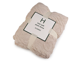 Deka plyšová, copánková 150x200 cm - 1 ks - 2 béžová světlá