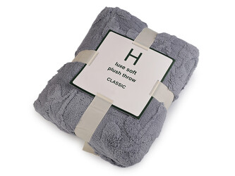 Deka plyšová, listy 150x200 cm - 1 ks - 5 šedá