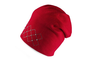 Dámská / dívčí zimní čepice s kamínky a perlami Lamblook - 1 ks - 5 červená