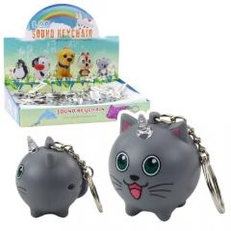 Brelok do kluczy jednorożec led szary