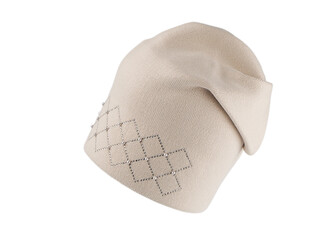 Dámská / dívčí zimní čepice s kamínky a perlami Lamblook - 1 ks - 2 béžová světlá