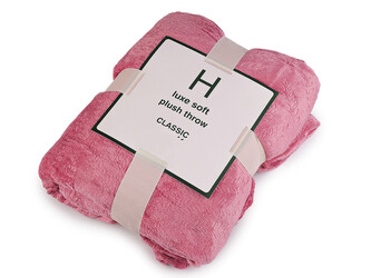 Deka mikroplyš lístky 150x200 cm - 1 ks - 2 růžová