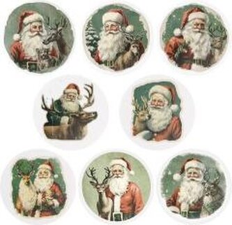 Naklejki papierowe na taśmie Mikołaj vintag 500szt