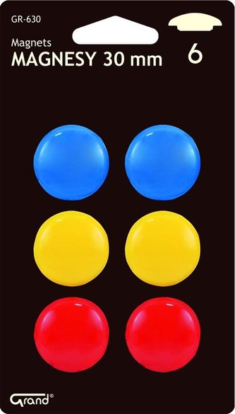 Magnes 30mm kolorowy 6szt GRAND
