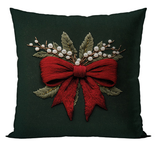 Vánoční polštář MAŠLE vzor vyšívaný efekt 40x40 cm  Mybesthome