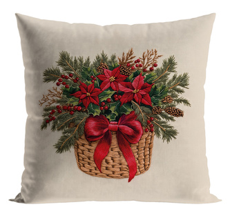 Vánoční polštář KYTICE V KOŠÍKU 40x40 cm  Mybesthome
