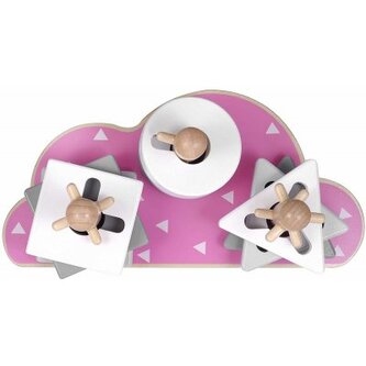 KINDSGUT Dřevěné stohovací puzzle obláček růžová