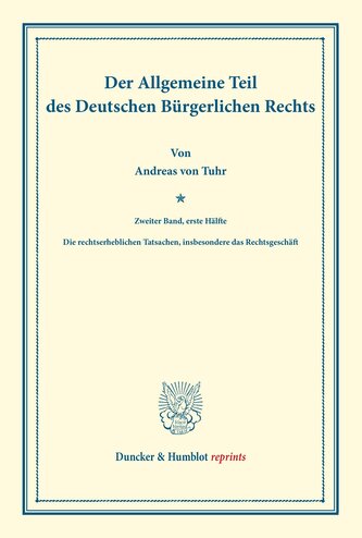 Der Allgemeine Teil des Deutschen Bürgerlichen Rechts